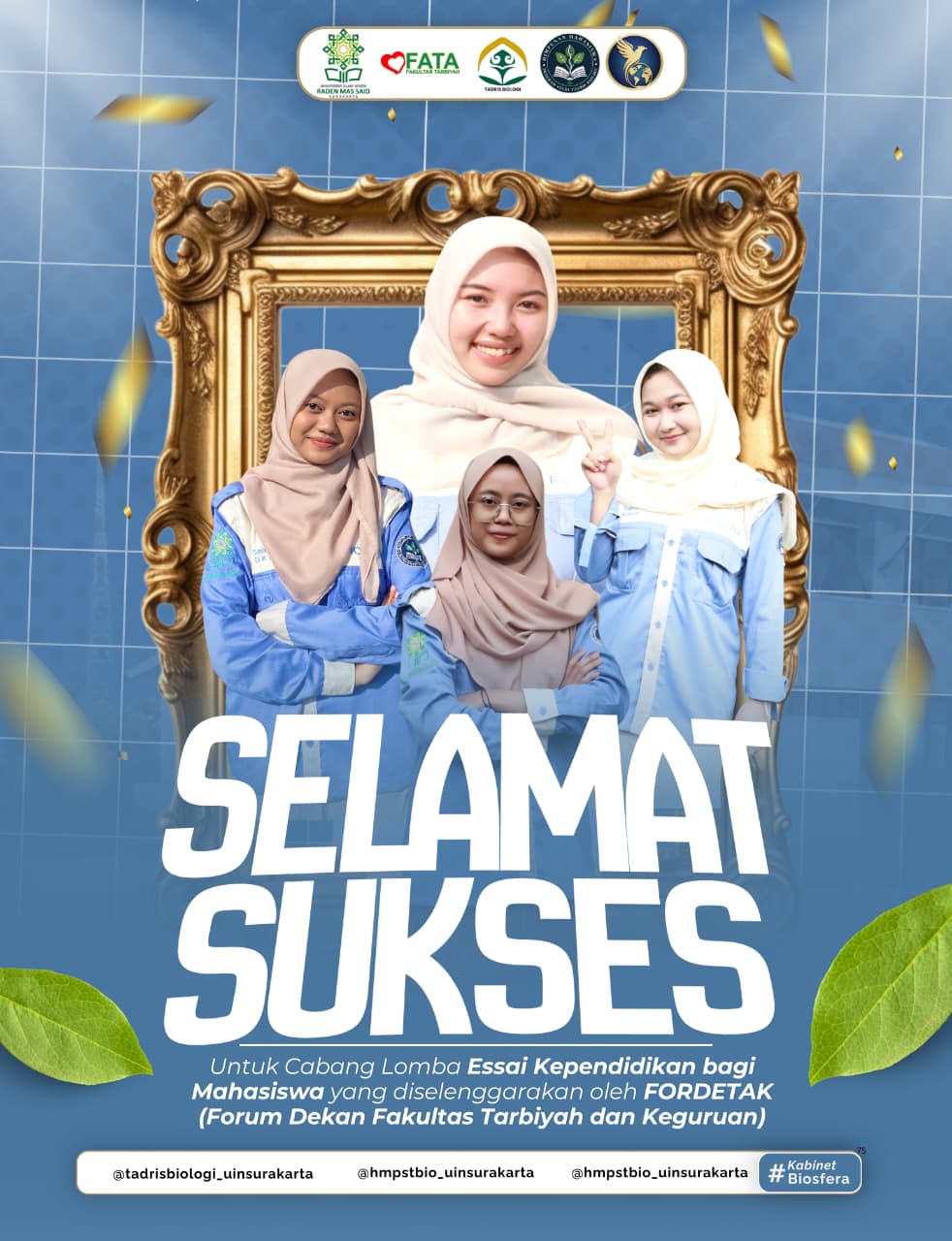 Gemilang Prestasi Akademik, Mahasiswa Tadris Biologi Borong Gelar Juara Lomba Esai Mahasiswa dalam Lomba FORDETAK